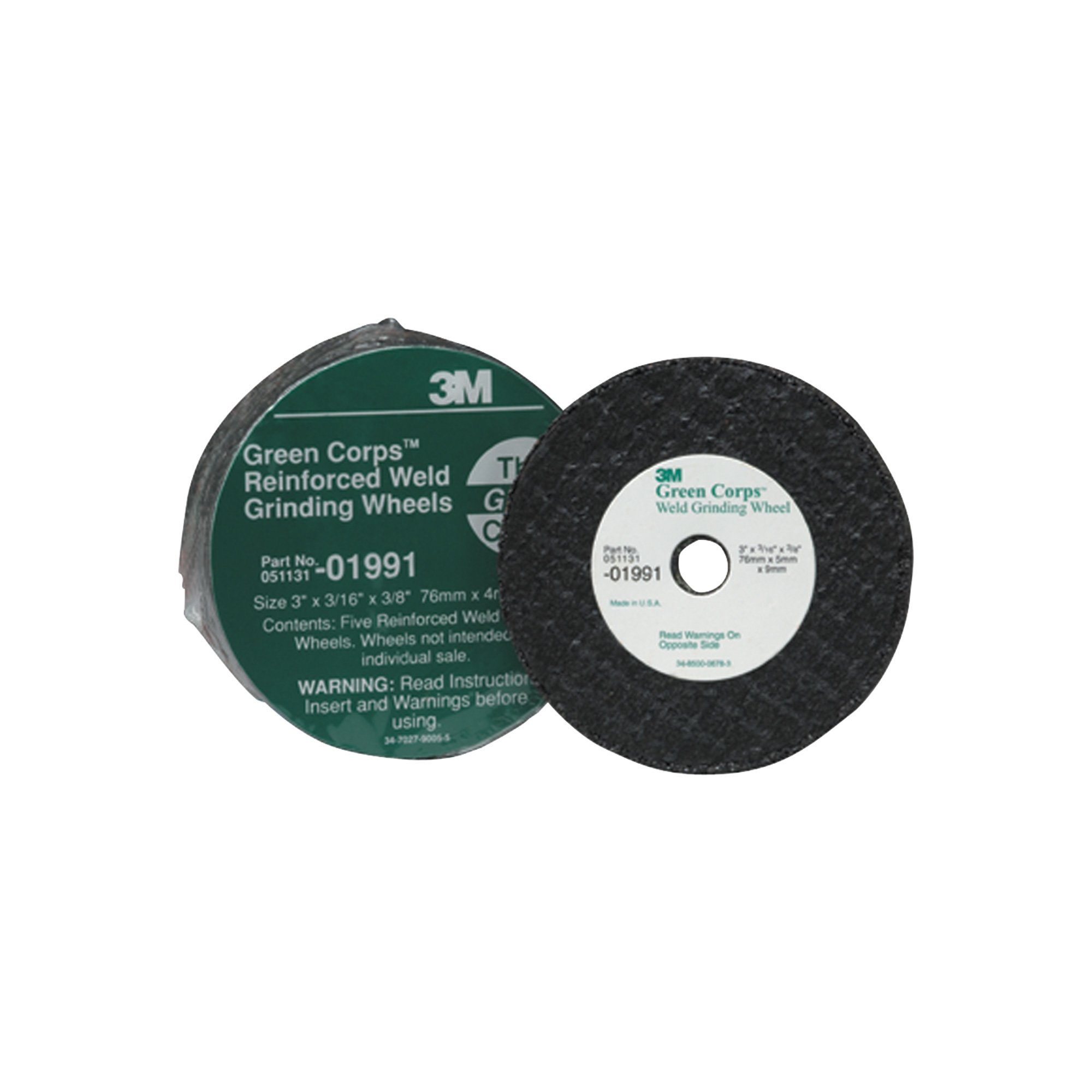 3M Green Corps 3in. Grinding Wheels — 5-Pk., Model# 01991